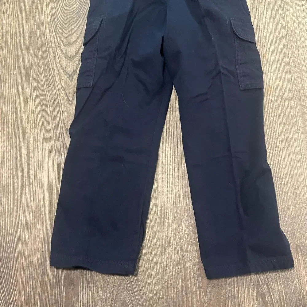 NWT Pants Boys Straight Relaxed Fit Mid Rise Pull On Cotton Black Size 8 Husky